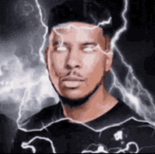 a man with lightning bolts coming out of his eyes