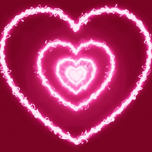 a glowing pink heart on a dark red background