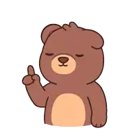 a brown teddy bear with its eyes closed is giving the middle finger