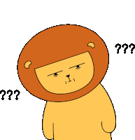 a cartoon of a lion with a question mark on its head