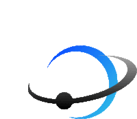 a black and blue circle with a black ball in the middle