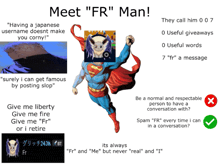 a poster that says meet " fr " man on the top