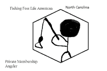 a drawing of a stick figure holding a fishing rod with the words fishing free life american and north carolina