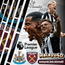 a poster for a premier league game between west ham united and newcastle united