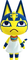 a yellow and blue stuffed animal with a sad look on her face