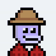 a pixel art of a man wearing a straw hat