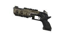 a gun that says sh3 on it on a white background