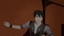 a man with a tattoo on his arm is pointing at something