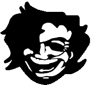 a black and white silhouette of a person 's face with a funny face .