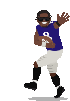 an illustration of a football player wearing a purple jersey with the number 8 on it