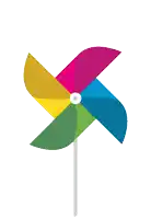 a colorful pinwheel with a white center