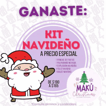 an advertisement for maku christmas with a cartoon of santa