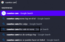 a google search for cuantos cam is shown