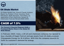 an advertisement for the oil shale market shows a burning log