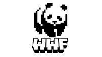 a black and white logo for wwf with a panda in the center