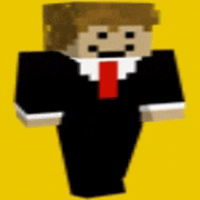 a minecraft character in a suit and tie is smiling .