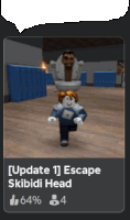 a picture of a person with a toilet on their head and the words update 1 escape skibidi head