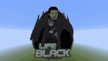 a pixel art of jon snow with the words life black below