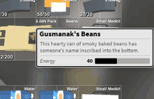 gusmanak 's beans has someone 's name written in the bottom