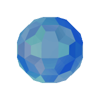 a blue sphere with a white background has a lot of faces