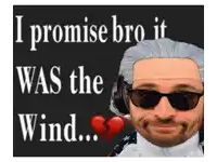 a man in a wig and sunglasses says " i promise bro it was the wind ... "