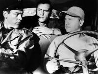 DRIVE A CROOKED ROAD, Kevin McCarthy, Harry Landers, Mickey Rooney, 1954.