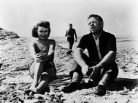 DRIVE A CROOKED ROAD, Dianne Foster, Mickey Rooney, Kevin McCarthy (back), 1954