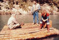 PIRANHA, Kevin McCarthy (left), Bradford Dillman (standing), Heather Menzies, 1978, © New World Pictures