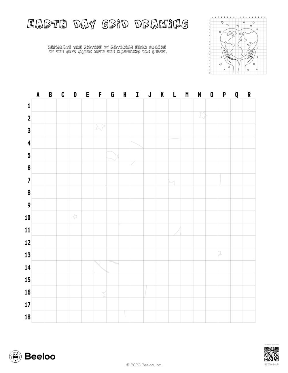 Earth Day Grid Drawing • Beeloo Printable Crafts and Activities for Kids