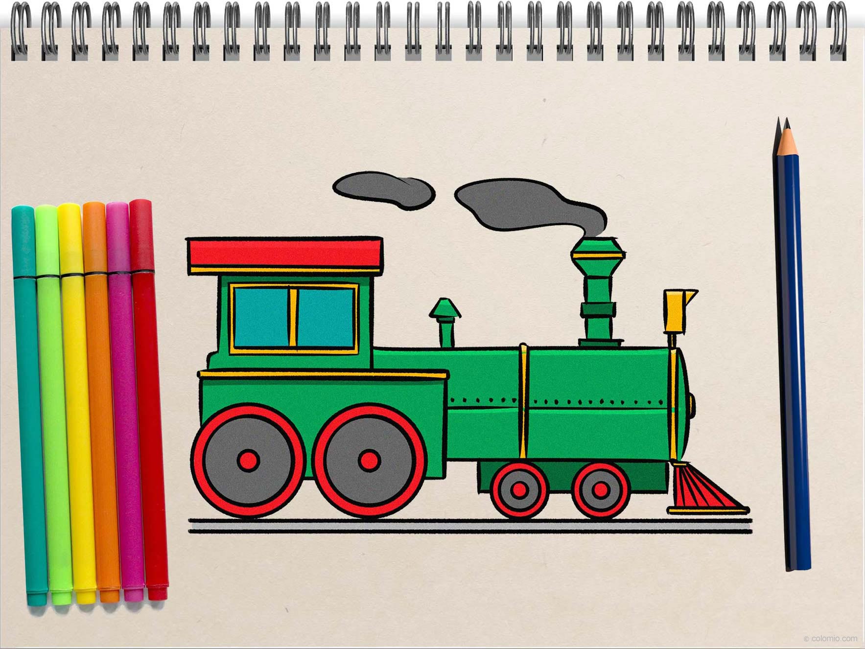 How to Draw a Train - Step by Step