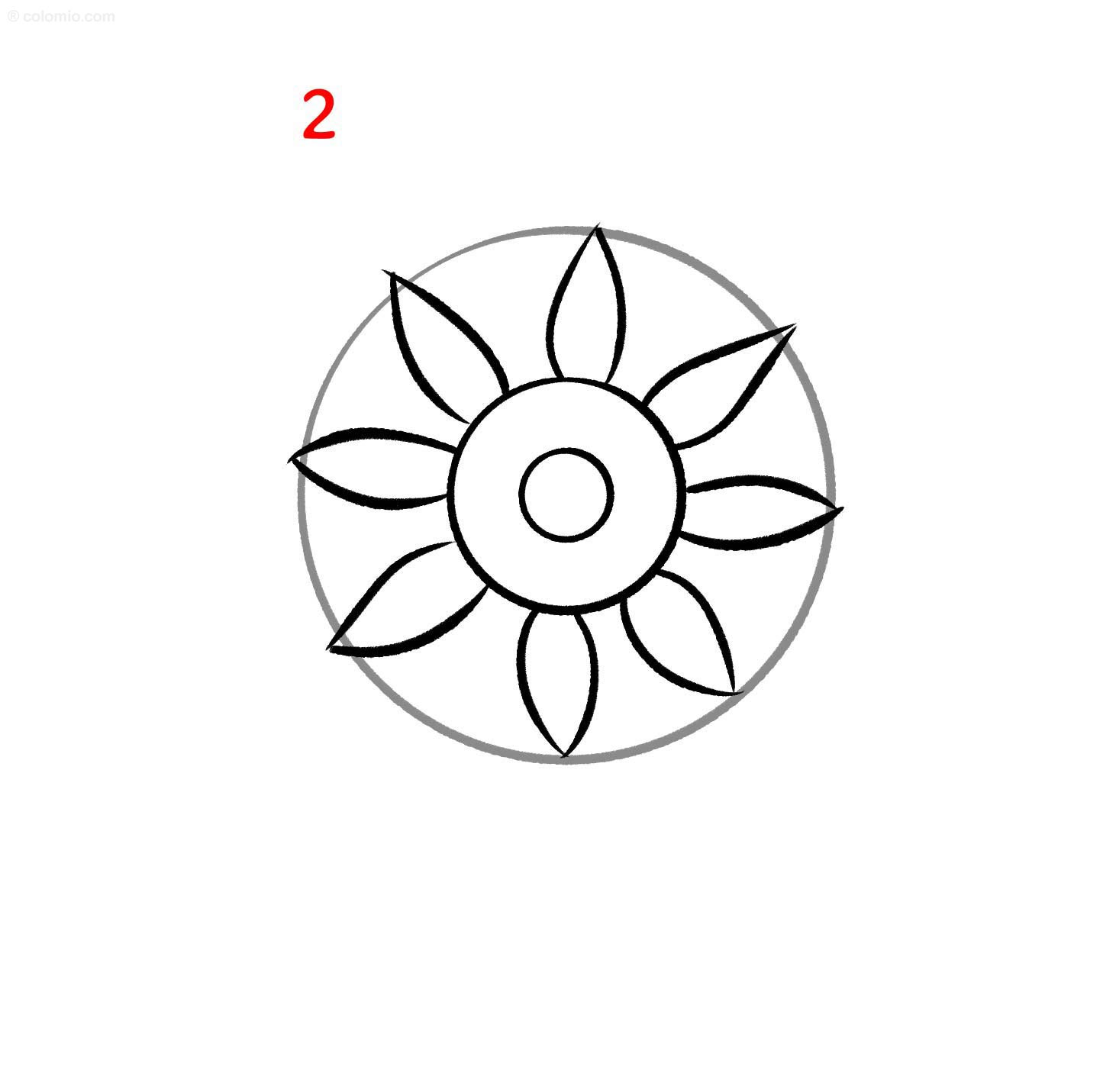 Sunflower drawing - template