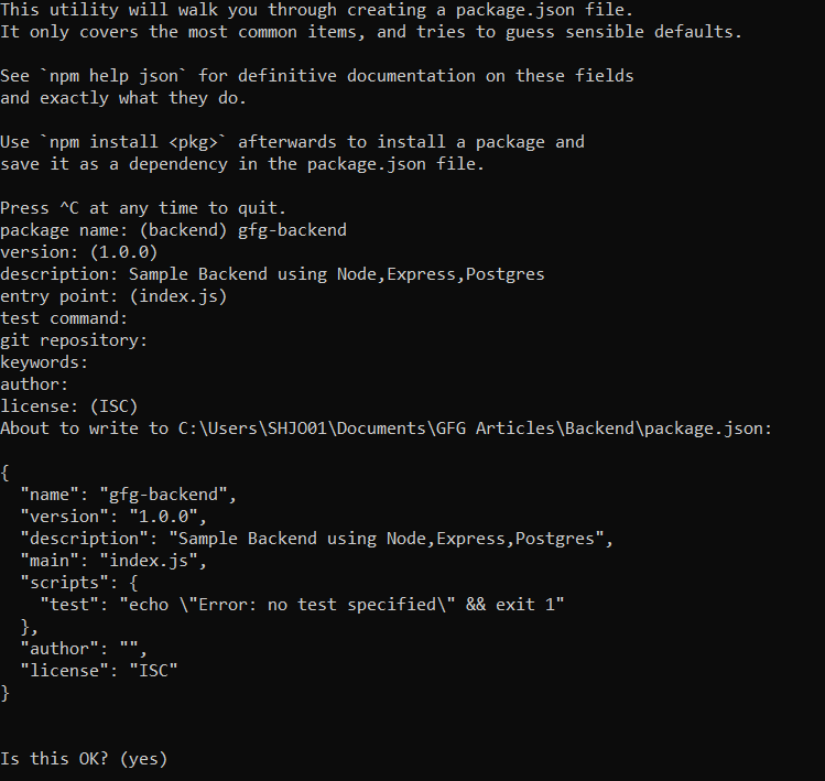 npm init details