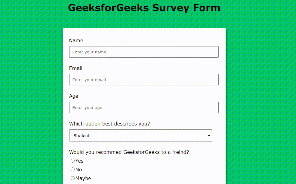 Survey Form GFG