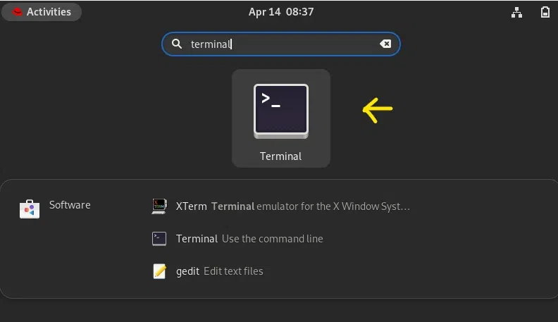 open terminal