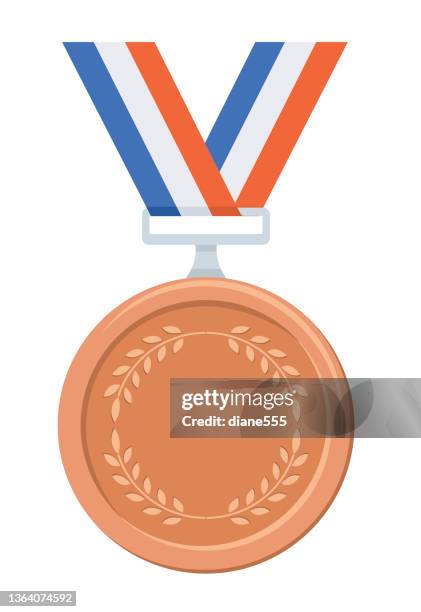 championship games award - winner's bronze medal - medal podium clip art stock illustrations