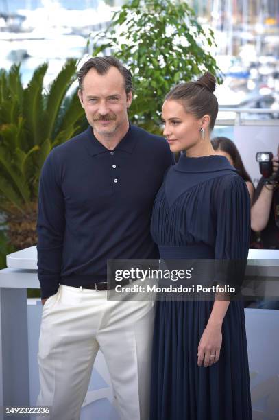 British actor Jude Law and Swedish actress Alicia Vikander at Cannes Film Festival 2023. Photocall of the film Firebrand . Cannes , May 22nd, 2023