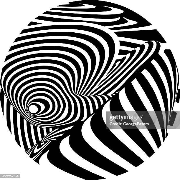 circle filled with swirled stripe halftone pattern - goose neck curve stock illustrations