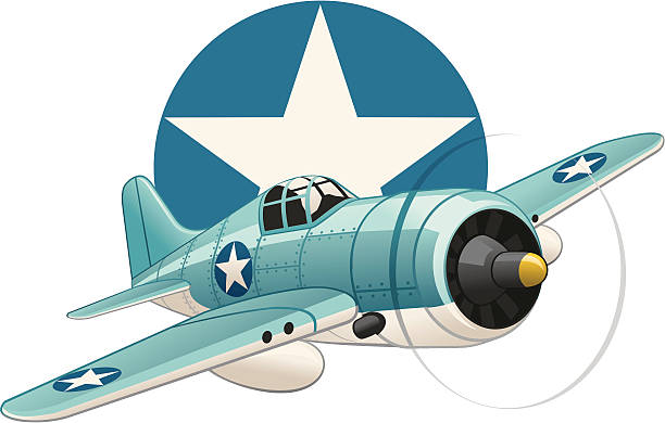 U.S. WW2 plane on air force insignia background United states WW2 navy fighter airplane on USAF insignia background us air force insignia stock illustrations