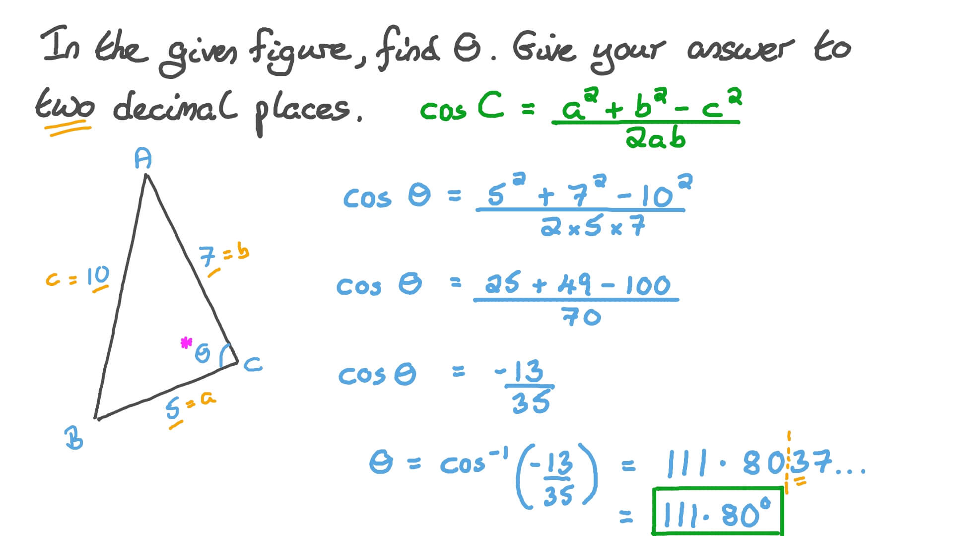 Law Of Cosines Formula Angle