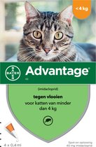 Advantage 40 Tegen Vlooien - <4kg - 4 x 0,4 ml - Adult