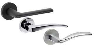 Groel Contemporary Lever Door Handles on Round Rose