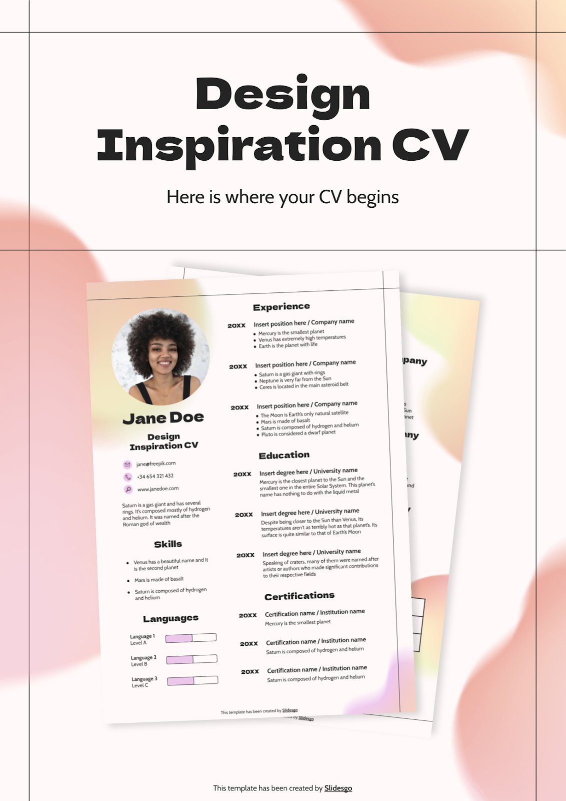 Design Inspiration CV presentation template 