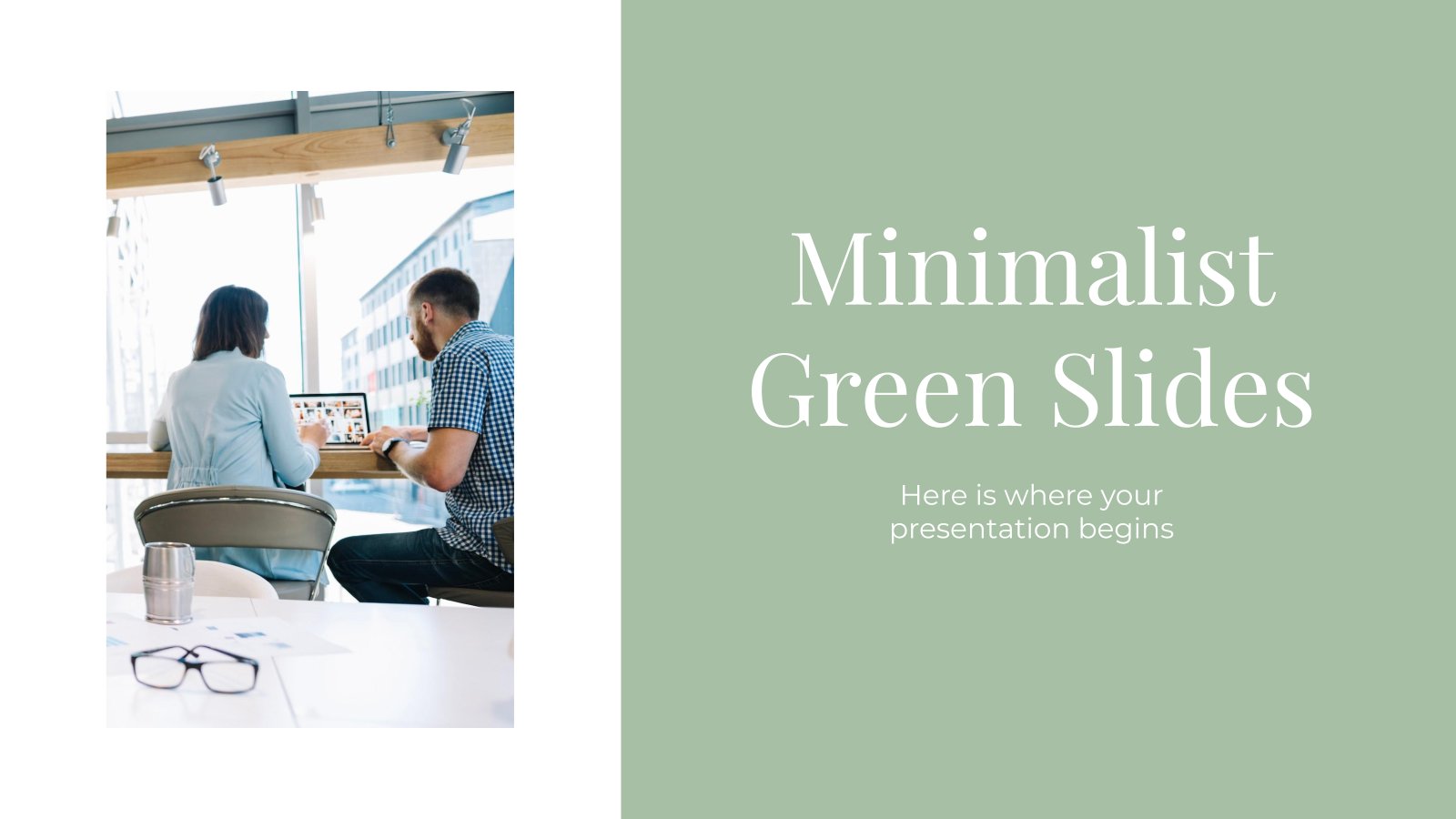 Minimalist Green Slides presentation template 