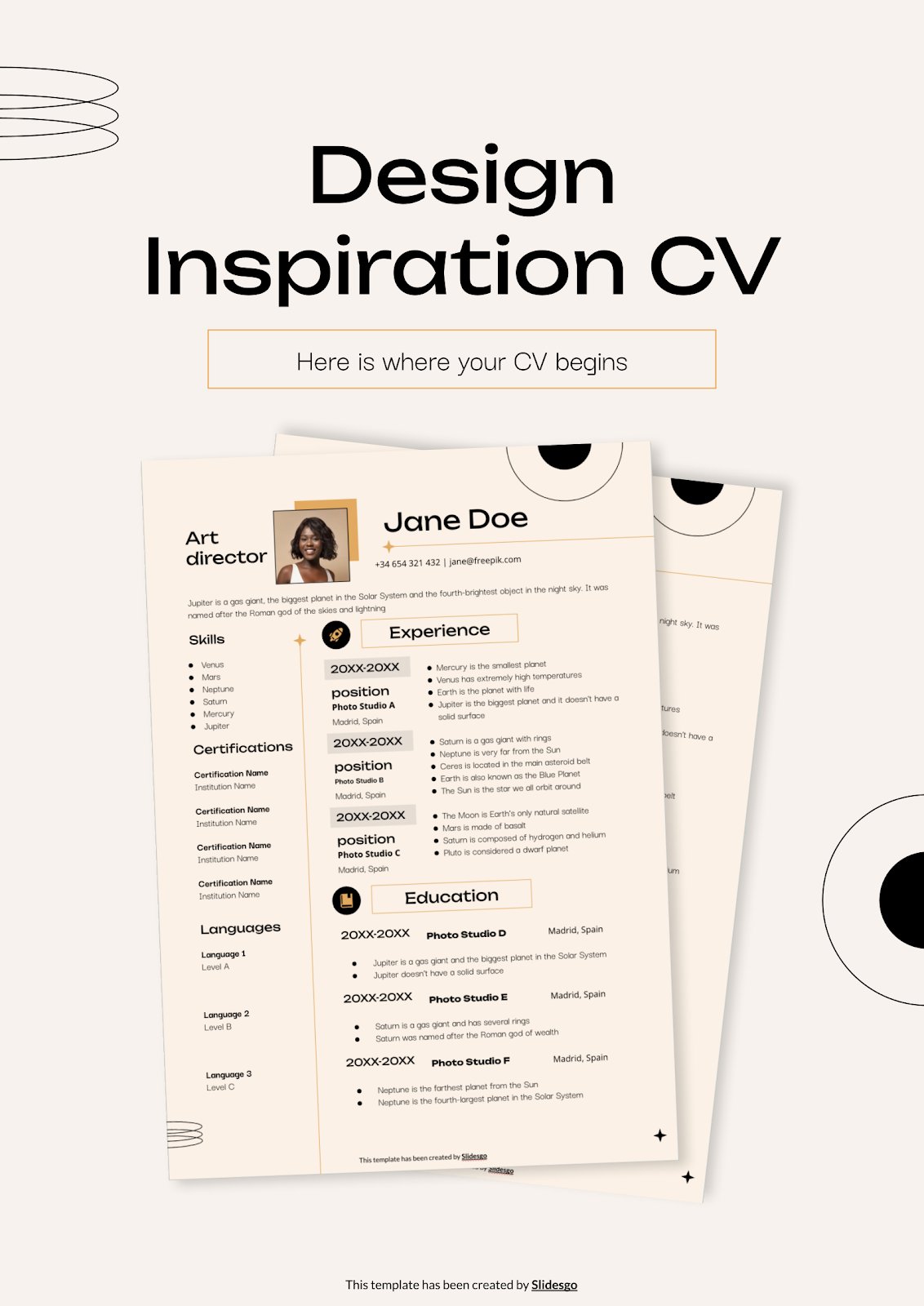 Design Inspiration CV presentation template 