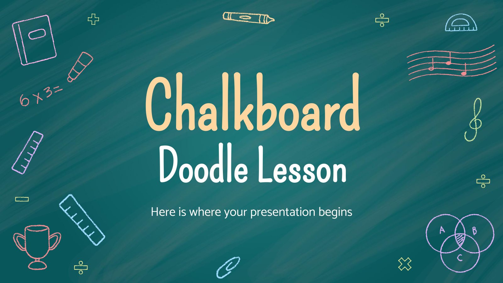 Chalkboard Doodle Lesson presentation template 