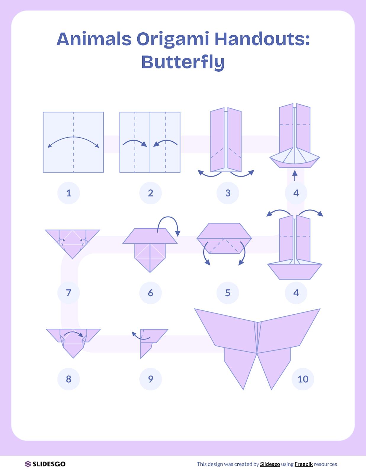 Plantilla de presentación Folletos de origami de animales