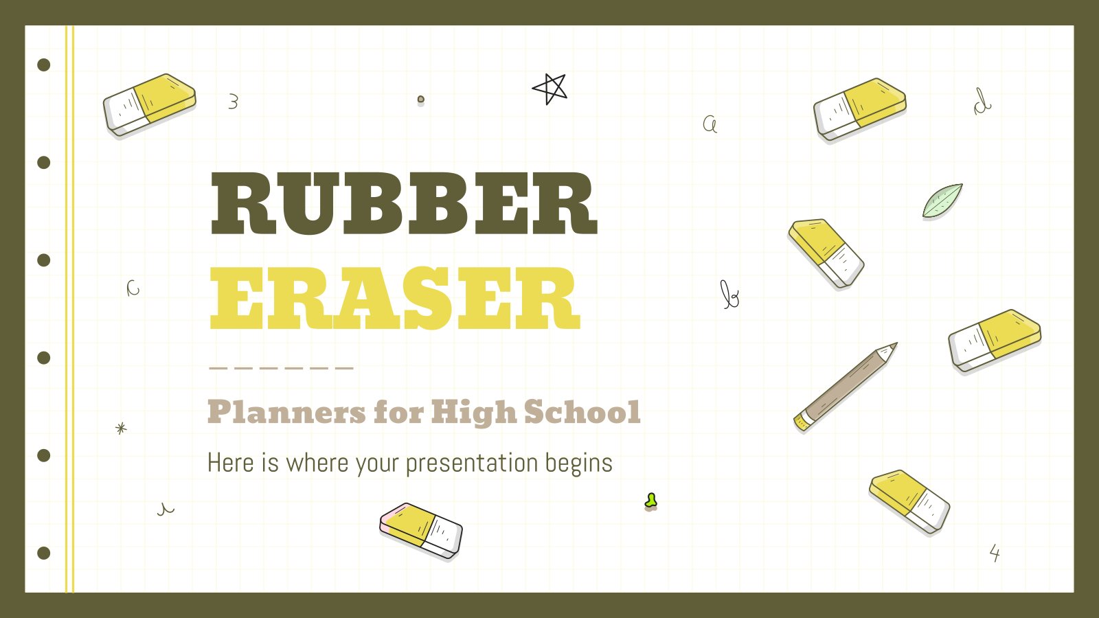 Rubber Eraser Planners for High School presentation template 