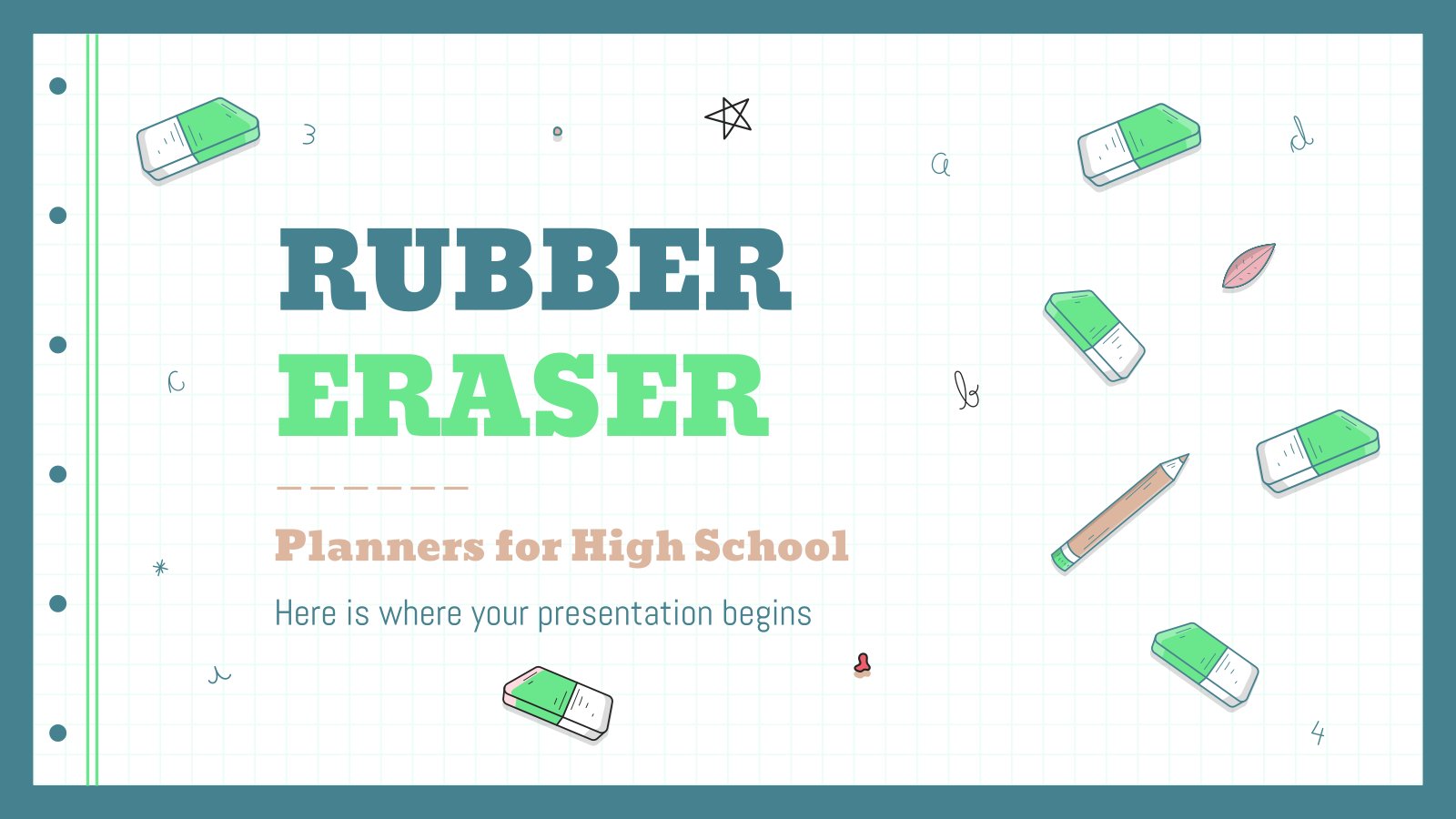 Rubber Eraser Planners for High School presentation template 