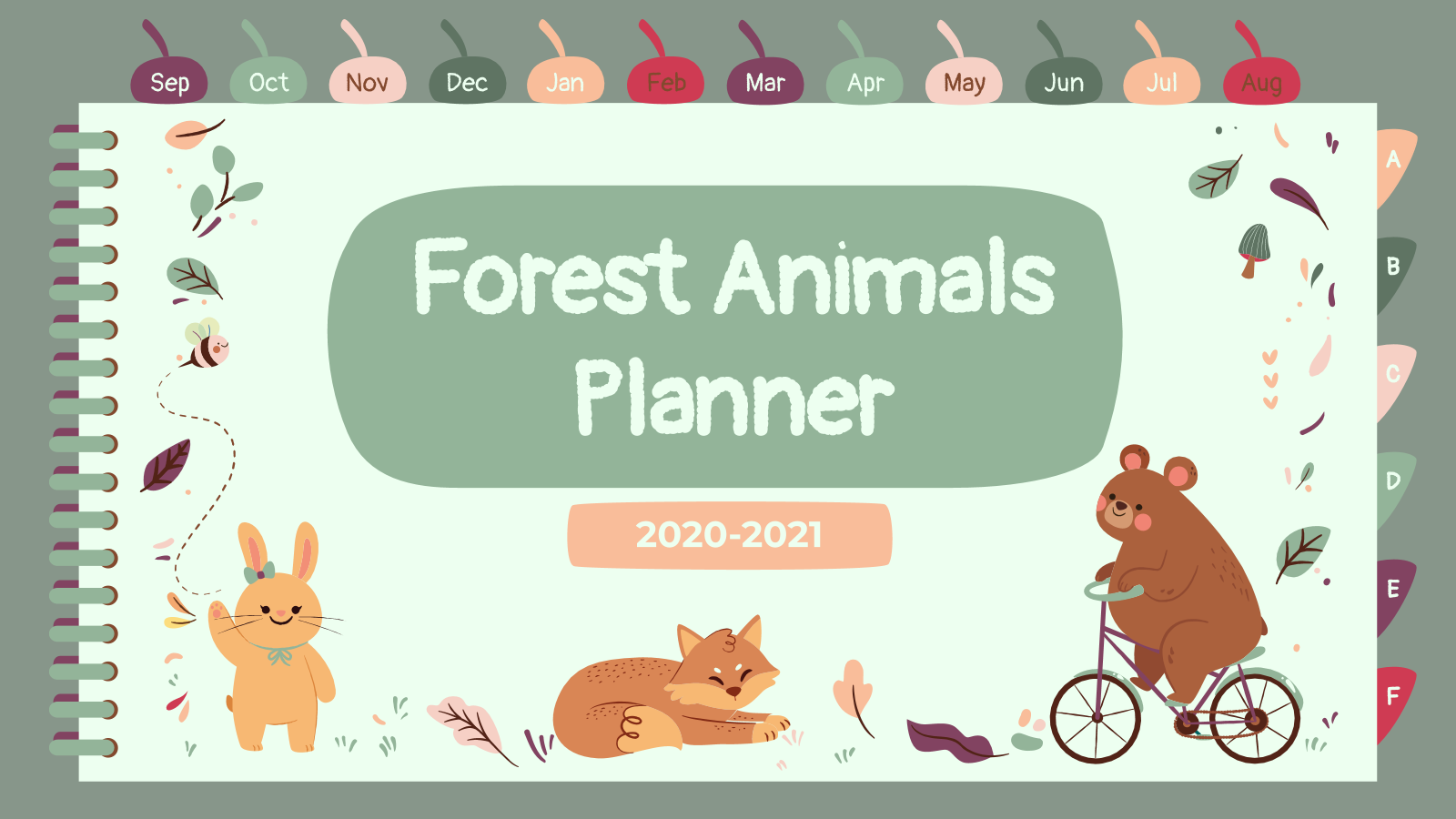 Forest Animals Planner presentation template 