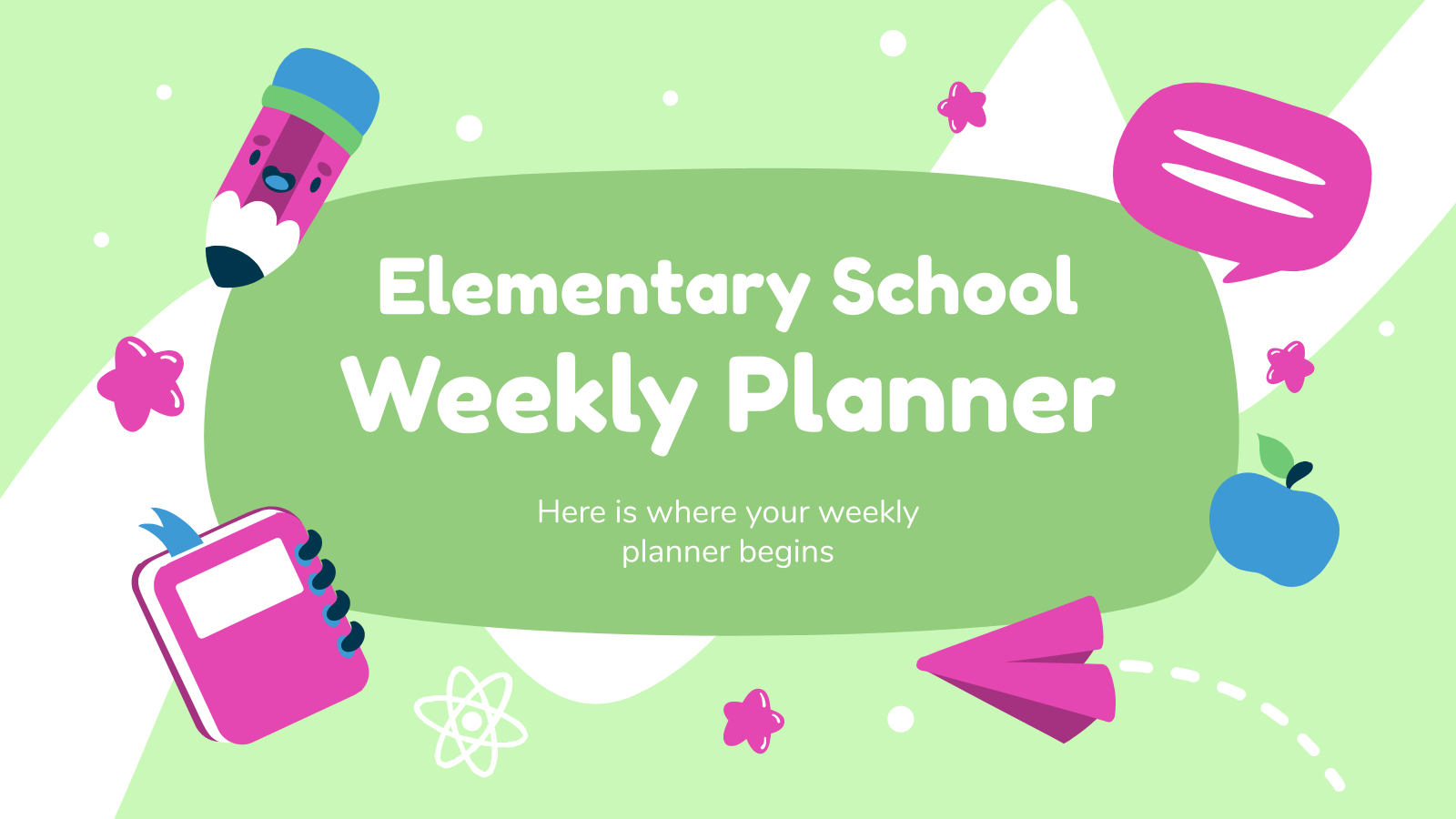 Elementary School Weekly Planner presentation template 